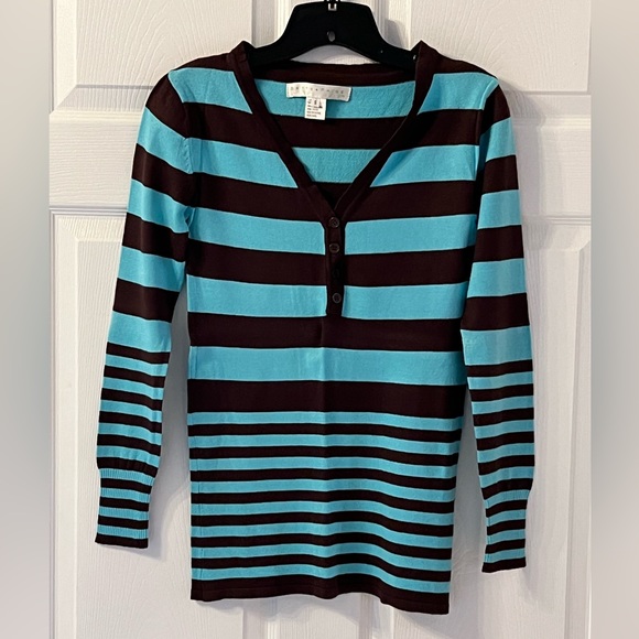 Bette Paige Sweaters Tiffany Blue And Brown Striped Sweater Poshmark